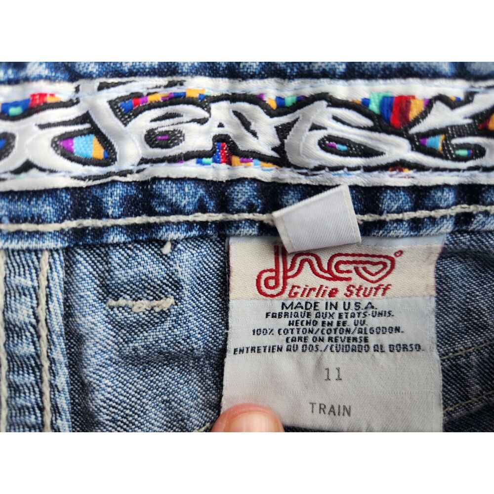Vintage 90s JNCO Girlies Denim Shorts Y2K Made USA Graffiti Waist Festival W32 - Picture 4 of 9